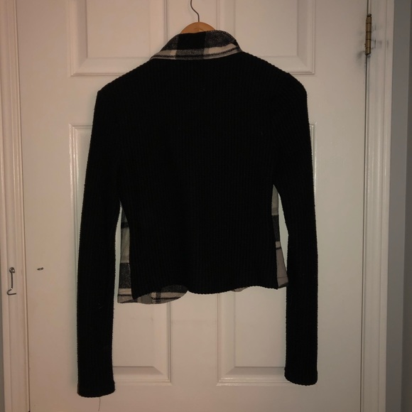 Grey plaid Fall sweater jacket - Picture 7 of 8